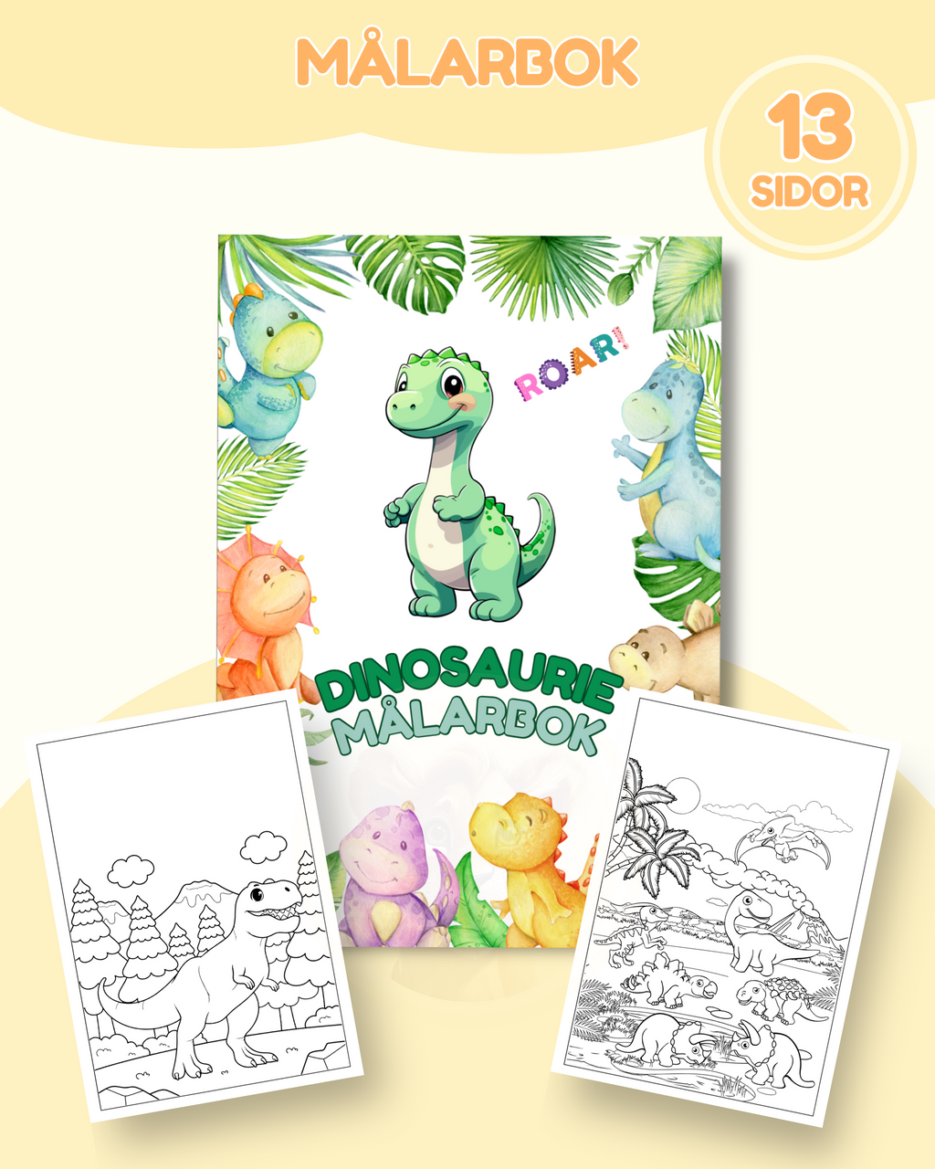 Målarbok Dinosaurie