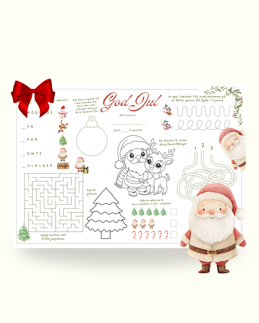 Bordstablett med julpyssel