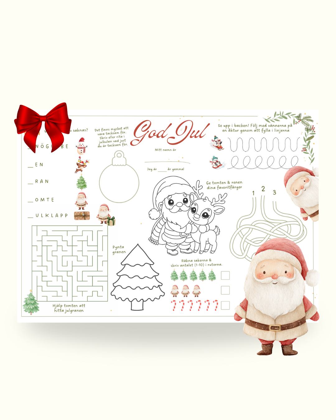 Bordstablett med julpyssel